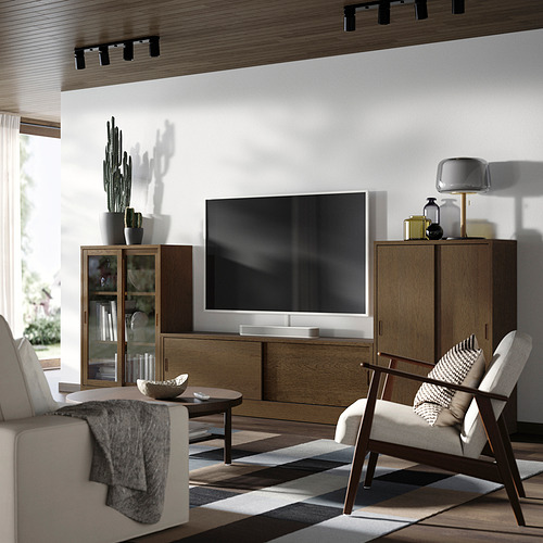 TONSTAD, TV storage combo with sliding doors. 2 of 6 open dialog