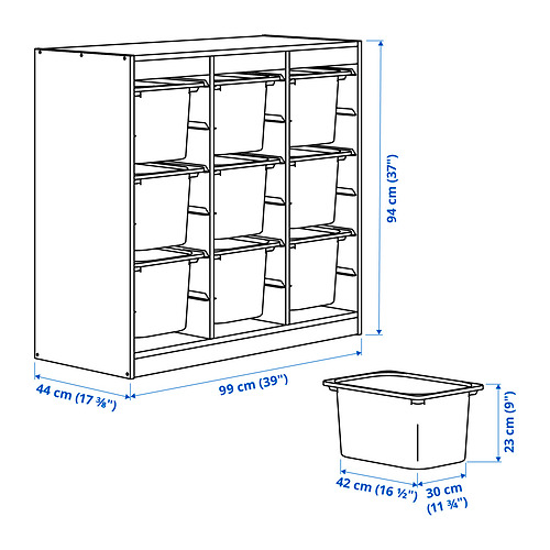 Measurement Illustration - TROFAST storage combination with boxes