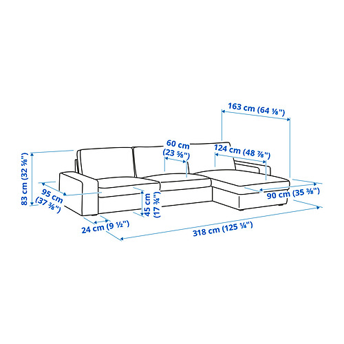 KIVIK, 4 seat sofa with chaiselongue. 9 of 9 open dialog