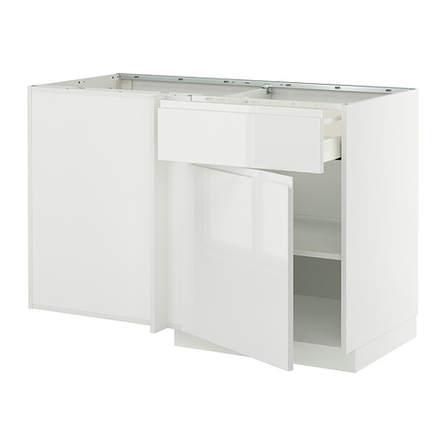 Mueble de cocina METOD blanco, diseño moderno de alto brillo, forma rectangular, con sección abierta.