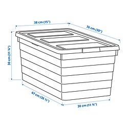 Ilustración de medidas - SOCKERBIT caja de almacenaje con tapa