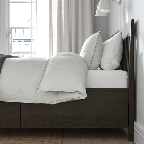 Cama moderna con cajones de almacenamiento, función de cierre suave y husillos de madera; Incluye somier.