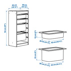 Measurement Illustration - TROFAST storage combination with boxes