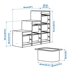 Measurement Illustration - TROFAST storage combination with boxes