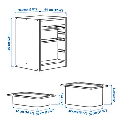 Ilustración de medidas - TROFAST combinación almacenaje+cajas