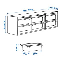 Ilustración de medidas - TROFAST almacenaje de pared