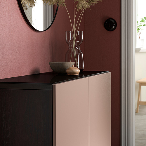 Panel superior del mueble BESTÅ, cristal negro. Decora el gabinete, más pequeño que la puerta, duradero.