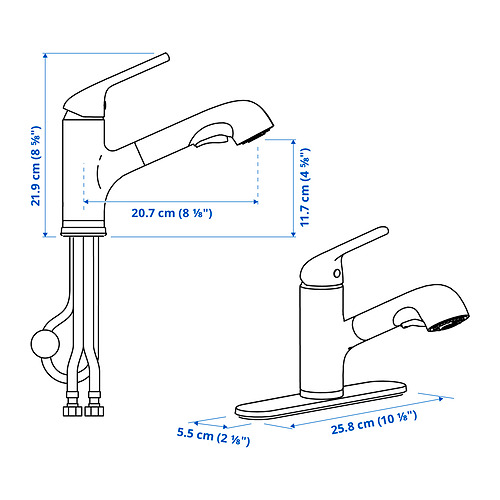 MACKSJÖN, pull out kitchen faucet with spray. 5 of 7 open dialog