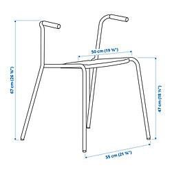 Ilustración de medidas - LÄKTARE armazón inferior silla+reposabrazos