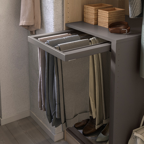 Percha para pantalones KOMPLEMENT, gris, acero, se extrae, organiza los pantalones de forma ordenada, cierre suave.