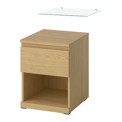 STORKLINTA, bedside table with glass top. 1 of 2 open dialog