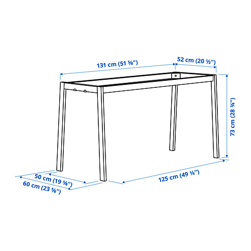 Measurement Illustration - MITTZON underframe for conference table