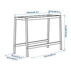 Measurement Illustration - MITTZON underframe for conference table