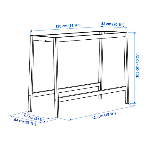 Measurement Illustration - MITTZON underframe for conference table