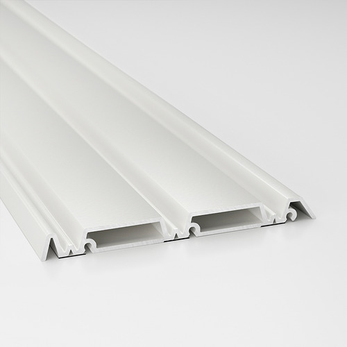 Moderno riel de puerta corredera SKYTTA blanco, elegante construcción de aluminio, diseñado con precisión para una instalación suave.