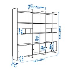 Ilustración de medidas - LÅDMAKARE comb almacenaje con puertas corredizas