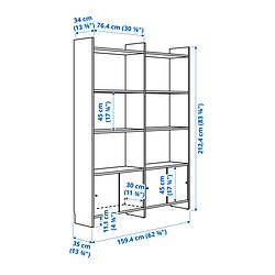 Ilustración de medidas - LÅDMAKARE comb almacenaje con puertas corredizas