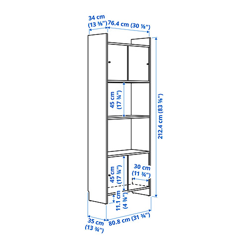 Measurement Illustration - LÅDMAKARE storage cabinet with sliding doors