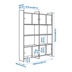 Ilustración de medidas - LÅDMAKARE comb almacenaje con puertas corredizas