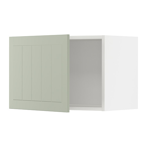 Conjunto de cocina METOD con puertas stensund verdes, marco blanco, 3 puertas, forma cuadrada, diseño moderno.