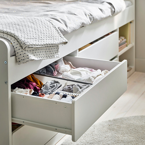 SLÄKT, bed with storage and LURÖY slatted bedbase. 4 of 5 open dialog