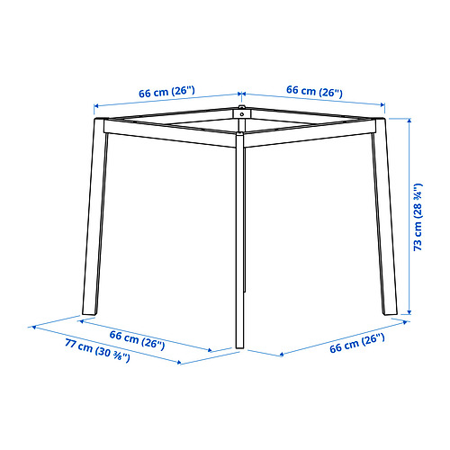 Measurement Illustration - MITTZON underframe f round conference table