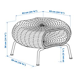 Measurement Illustration - GAMLEHULT ottoman with storage
