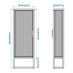 Measurement Illustration - MOSSJÖN wall cabinet with shelves/glass door