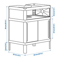 Ilustración de medidas - IVÖSJÖN gabinete para lavamanos bajo