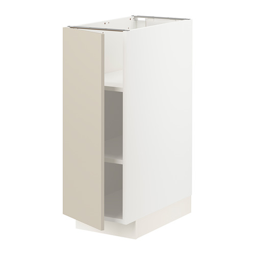 White METOD kitchen cabinet with beige door, rectangular, minimalist design.