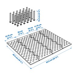 Measurement Illustration - UPPDATERA pegboard drawer organizer
