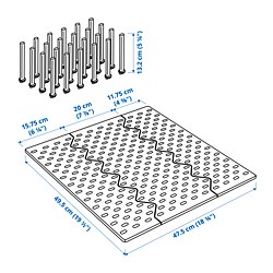 Measurement Illustration - UPPDATERA pegboard drawer organizer