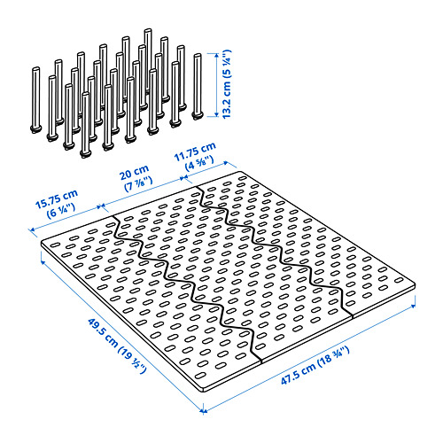 Measurement Illustration - UPPDATERA pegboard drawer organizer