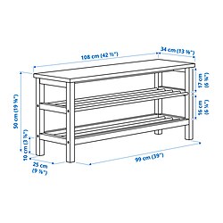 Ilustración de medidas - TJUSIG banco con almacenaje para zapatos