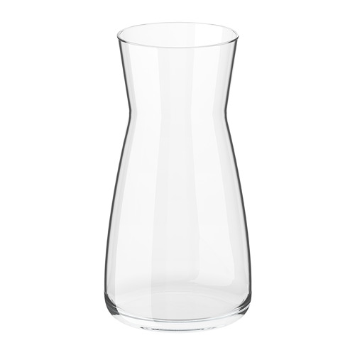 Jarra de vidrio KARAFF, transparente, cilíndrica con cintura estrecha, versátil para bebidas o flores.