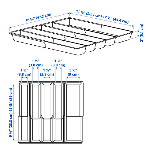 Measurement Illustration - VARIERA flatware tray