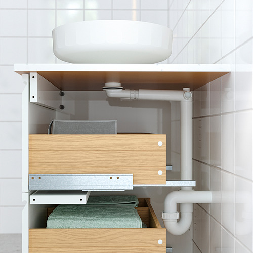 ÄNGSJÖN / LERSJÖN, Bathroom vanity with drawers and sink. 5 of 8 open dialog