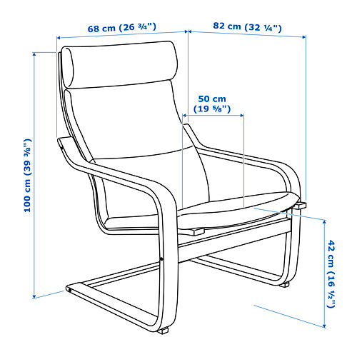 Measurement Illustration - POÄNG armchair