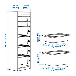 Measurement Illustration - TROFAST storage combination with boxes