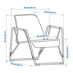 Ilustración de medidas - BRÄNNBOLL sillón gaming