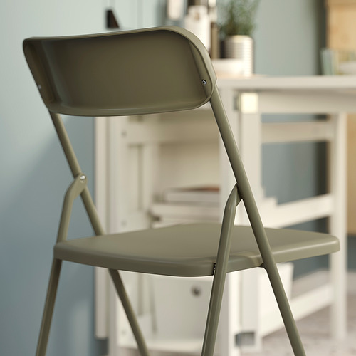Silla plegable verde, serie VIHALS, lista para usar. Acero con recubrimiento en polvo, duradero y fácil de limpiar.