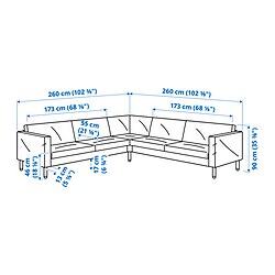 Measurement Illustration - SALTSJÖBADEN sectional, 4-seat corner