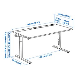 Ilustración de medidas - MITTZON escritorio
