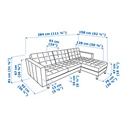 Ilustración de medidas - MORABO sofá 4 plazas con chaiselongue