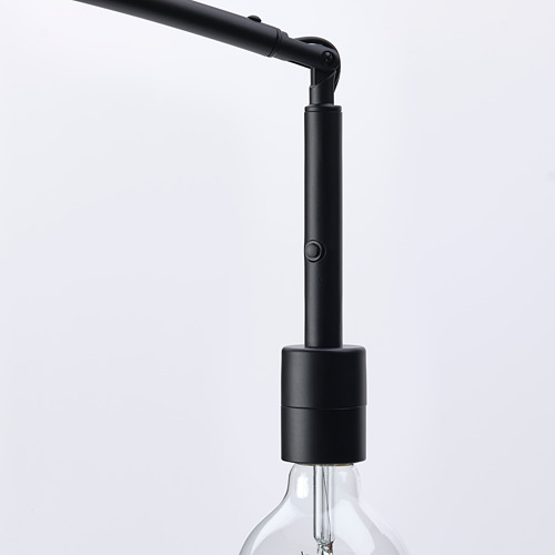 Base de lámpara negra de estilo industrial con brazo ajustable e interruptor de encendido/apagado, bombilla no incluida.