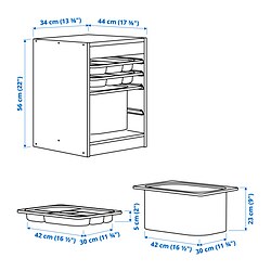 Ilustración de medidas - TROFAST combinación de almacenaje con caja/bandejas