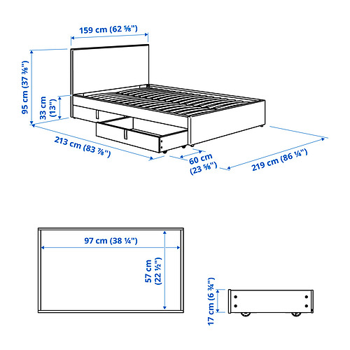 GLADSTAD, cama Queen tapizado. 11 de 11 abrir diálogo