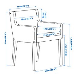 Ilustración de medidas - MÅRENÄS silla con reposabrazos