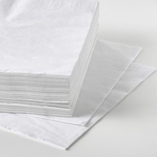 Pila de servilletas FANTASTISK blancas impolutas que se muestran en pilas bien organizadas, resaltando su textura suave y absorbente.