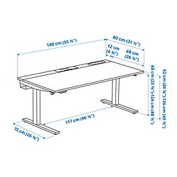 Ilustración de medidas - MITTZON mesa sentado/de pie